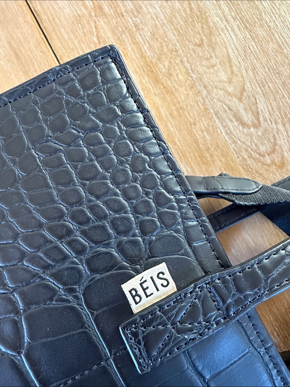 BÉIS The Work Tote in Black Croc Laptop Bag EUC Travel Bag Like New - Picture 12 of 14